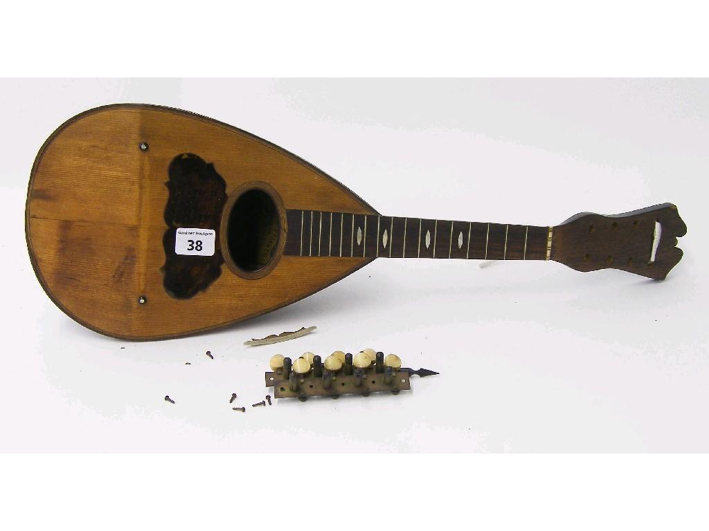 Appraisal: Late th century Neapolitan mandolin labelled Premiata fabbrica di strumenti