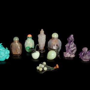 Appraisal: Chinese Jade and Hardstone Articles comprising one reconstituted turquoise snuff