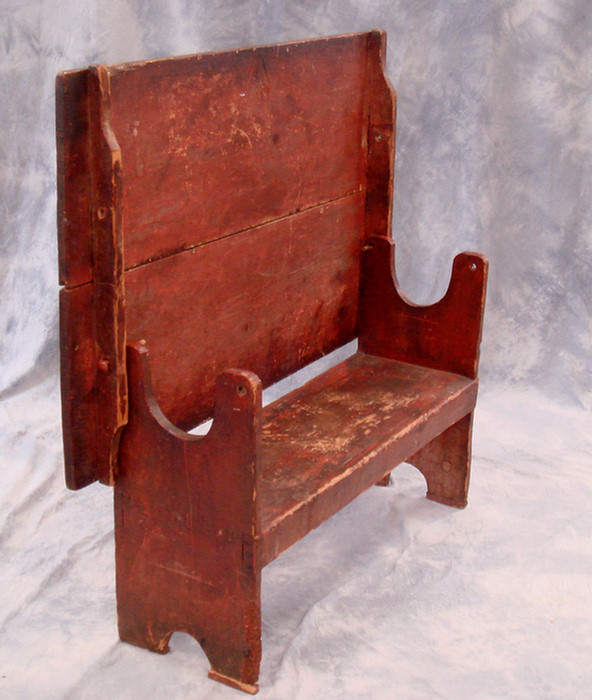 Appraisal: Pine bench table in old red painted surface x board