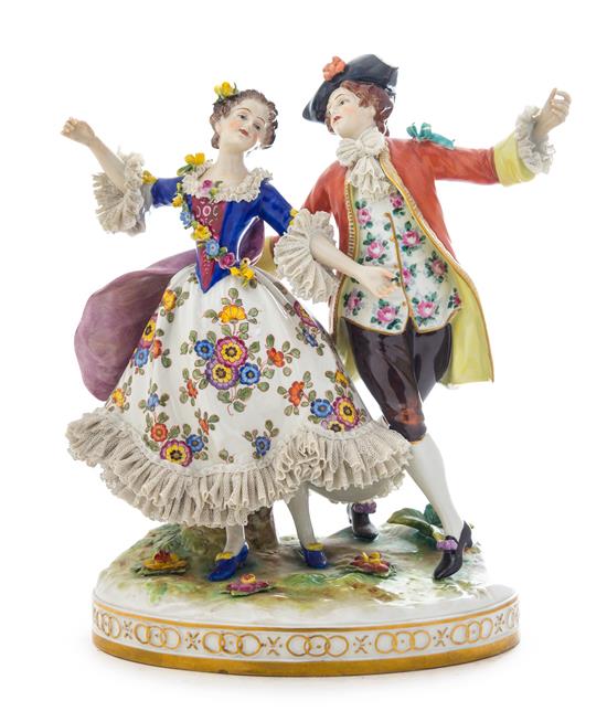 Appraisal: Sale Lot A Dresden Porcelain Figural Group depicting a dancing