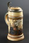 Appraisal: METTLACH MASONIC COVERED TANKARD - L Stoneware Mettlach Tankard Pattern