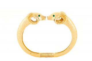 Appraisal: Kenneth J Lane Ram's Head Spring Cuff Bangle Kenneth Jay