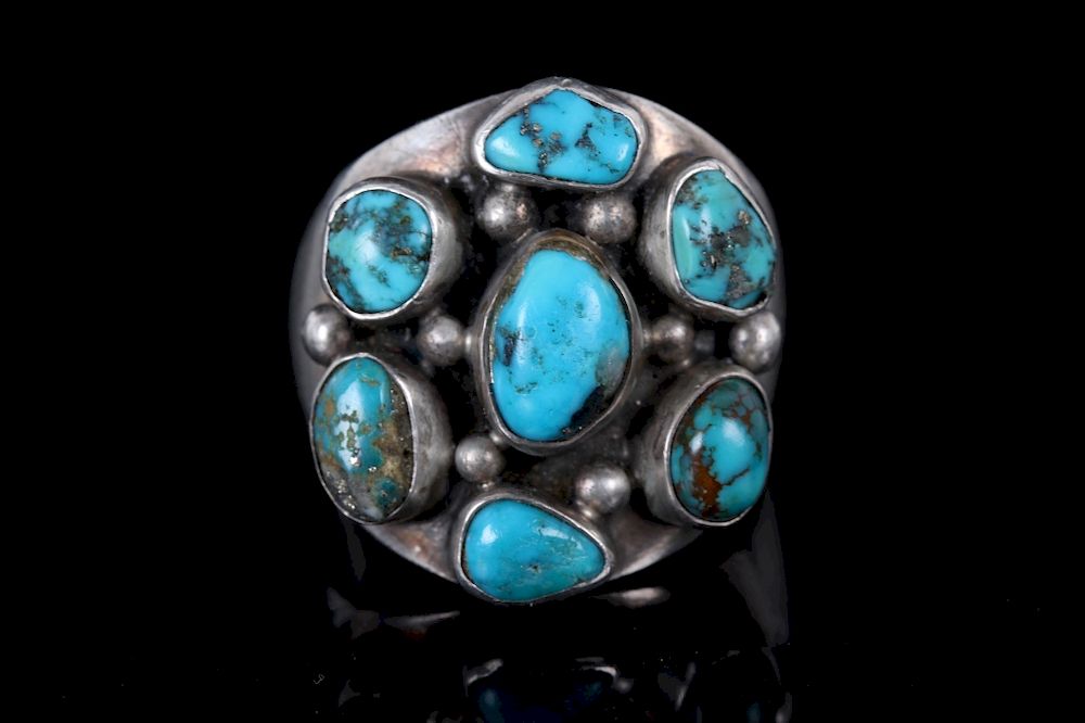 Appraisal: Navajo Native Indian Turquoise Silver Ring Offered for your bidding