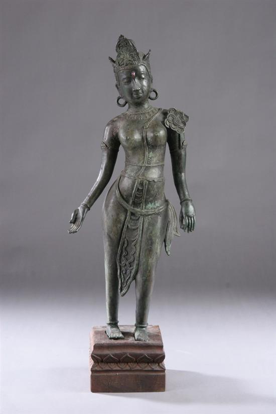 Appraisal: NEPALESE BRONZE FIGURE OF DEITY - Without stand in high