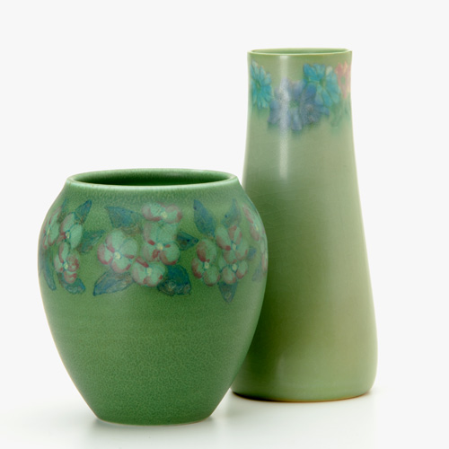 Appraisal: ROOKWOOD Two vases a Vellum painted by Alice Caven and