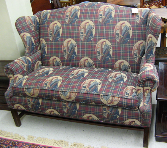 Appraisal: CHIPPENDALE STYLE WINGBACK LOVESEAT Stanley Furniture Co North Carolina recent