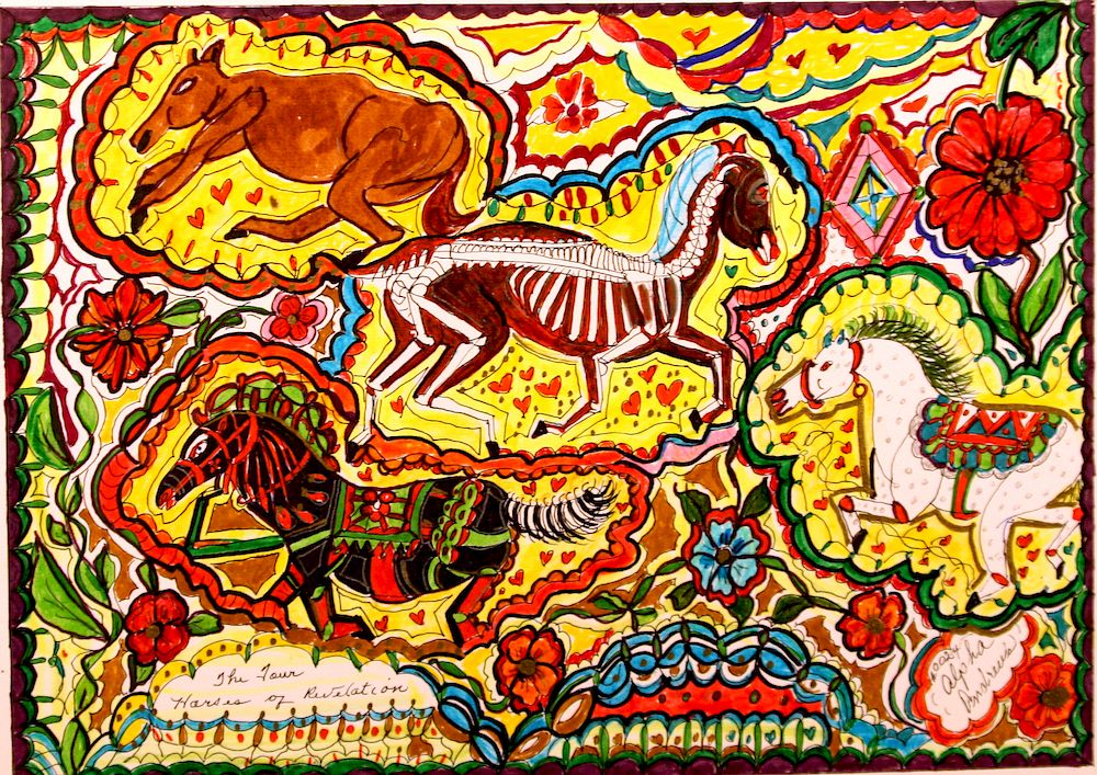 Appraisal: Outsider Art Alpha Andrews The Four Horses of Revelation Andrews