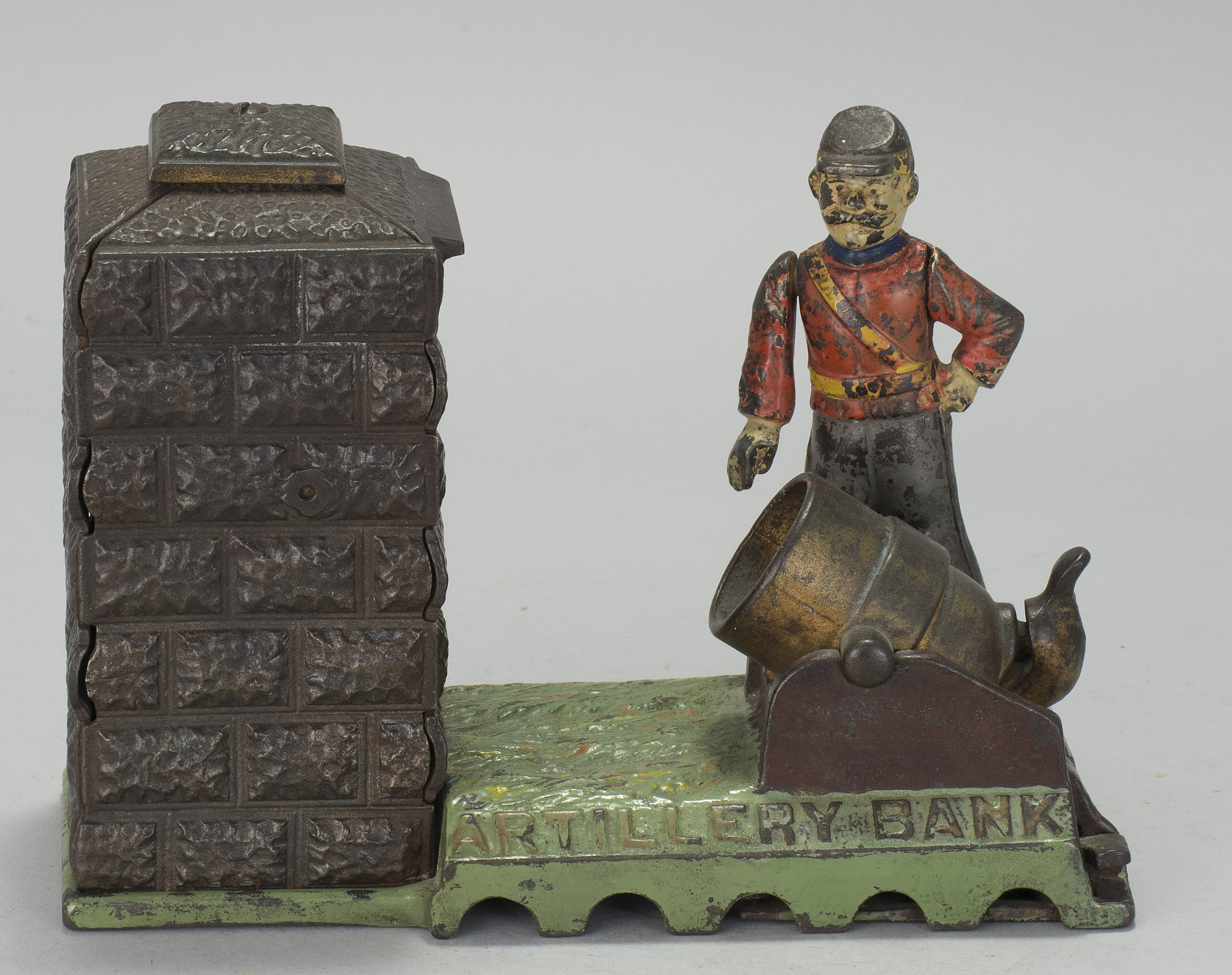 Appraisal: ARTILLERY BANK CAST IRON MECHANICAL BANK Circa By J E