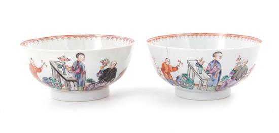 Appraisal: Pair Chinese famille rose porcelain bowls Qing dynasty decorated with