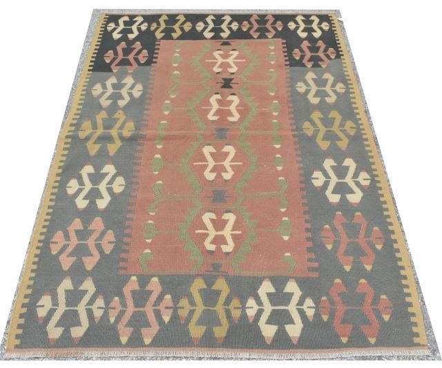 Appraisal: Hand-tied Turkish Oushak Kilim rug possible restoration approx 'l '