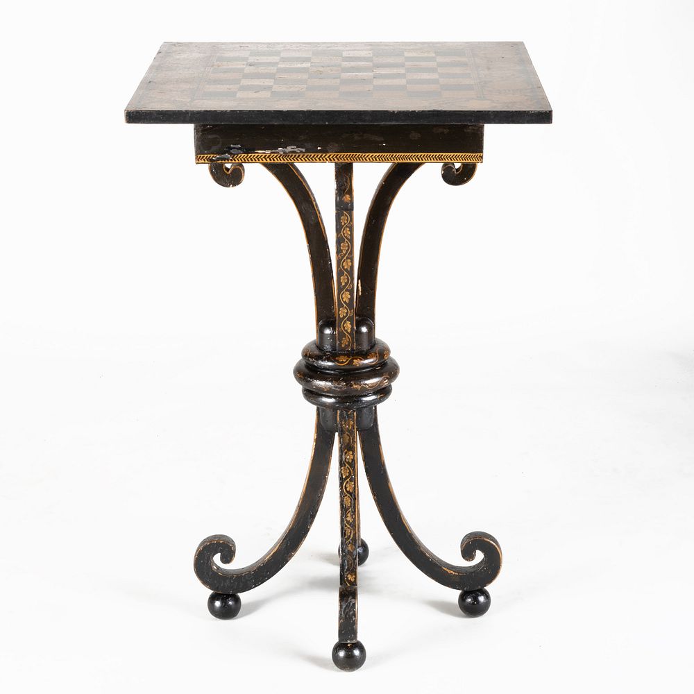 Appraisal: William IV Penwork Games Table The top opening to a