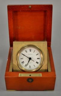 Appraisal: Vintage Tiffany Co quartz ship clock brass with mahogany case