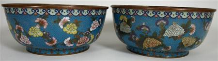 Appraisal: A pair of th century Chinese cloisonn bowls each with