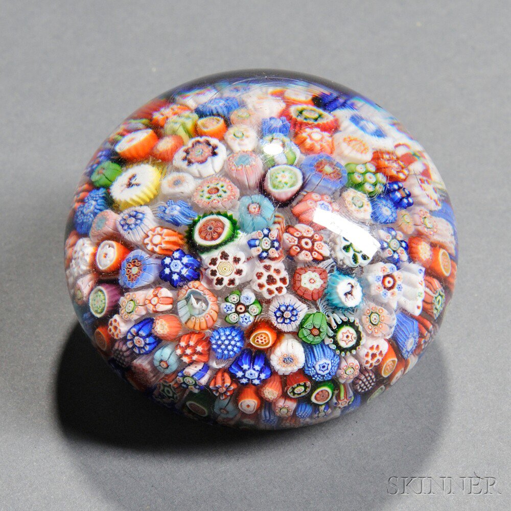 Appraisal: Antique Baccarat Millefiori Paperweight Art glass France c Retailer's label