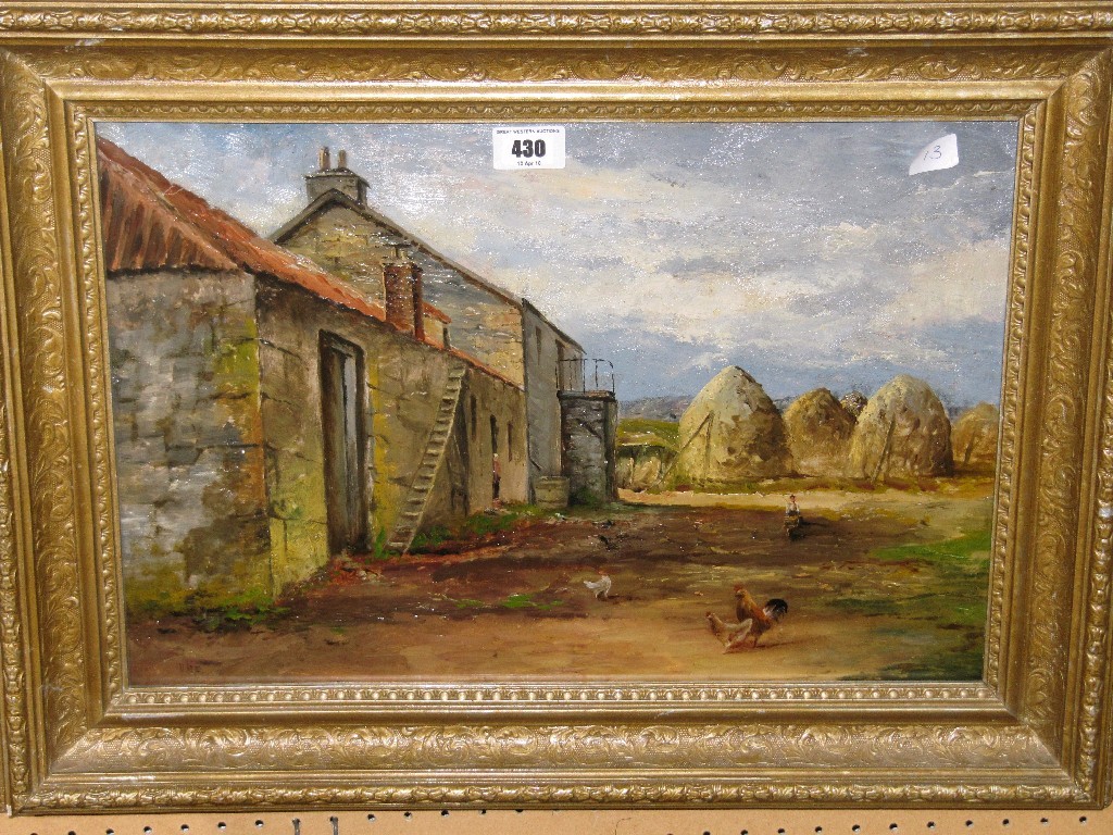 Appraisal: Oil on board of a farmyard initialled WHD lower left