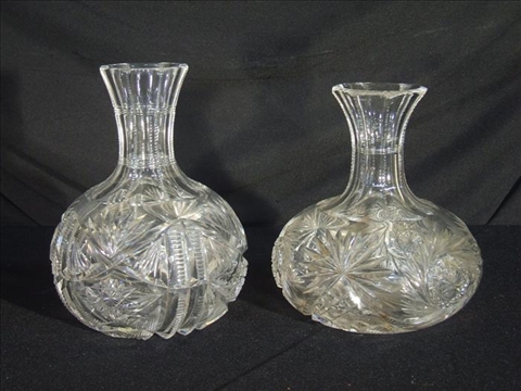 Appraisal: TWO AMERICAN BRILLIANT CUT GLASS CARAFES One with flowerheads and