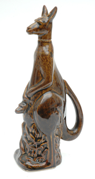 Appraisal: ROCKINGHAM GLAZED STONEWARE DECANTER In the form of a kangaroo