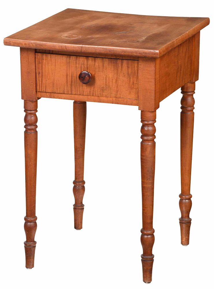 Appraisal: American Federal Tiger Maple One Drawer Table New York or