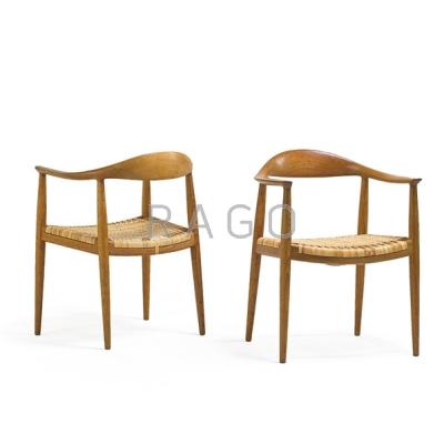 Appraisal: HANS WEGNER - JOHANNES HANSEN Pair of The Chair Denmark