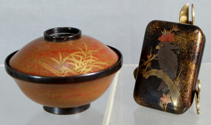 Appraisal: Japanese Lacquer box w parrot th c and a Japanese