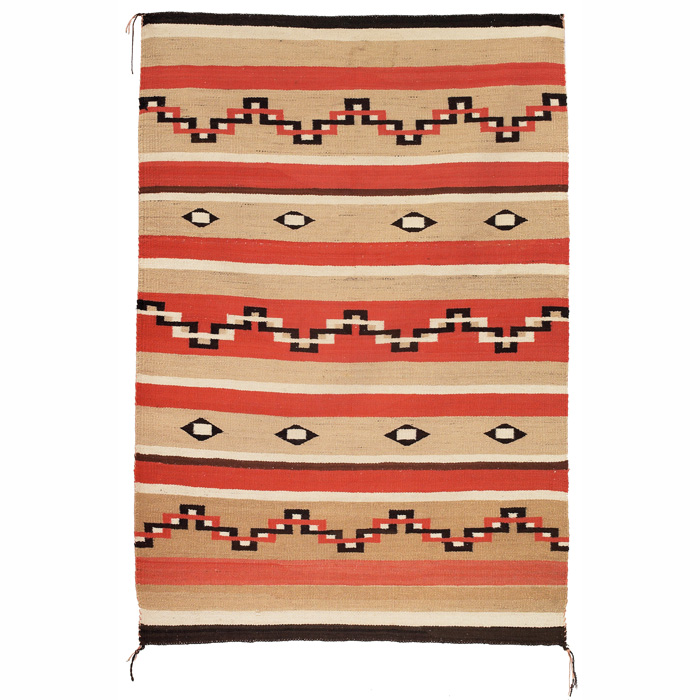 Appraisal: Navajo rug c striped pattern in orange brown and cream