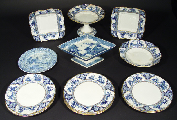 Appraisal: Eight place Booths dessert service transfer printed with blue Ming