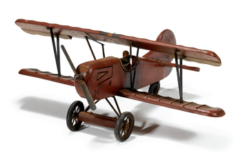 Appraisal: Painted wooden model of a bi-plane th century PROVENANCE From