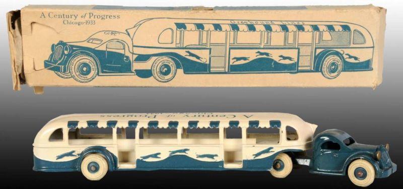 Appraisal: Cast Iron World's Fair Greyhound Bus Toy OB Description Made