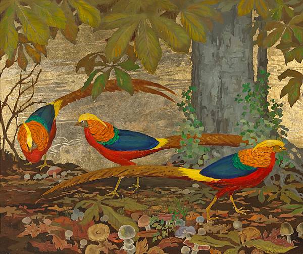 Appraisal: Jessie Arms Botke American - Golden Pheasants c signed 'Jessie