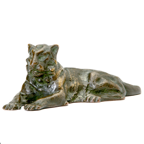 Appraisal: TIFFANY STUDIOS Bronze paperweight of a crouching lioness in acid-etched