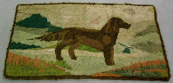 Appraisal: Hooked rug with setter hunting dog motif x