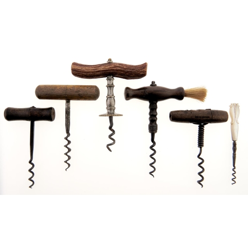 Appraisal: Five Victorian and early th c straight pull corkscrews with