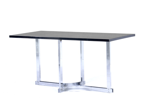 Appraisal: DONALD DESKEY Dining table with black formica top on chrome