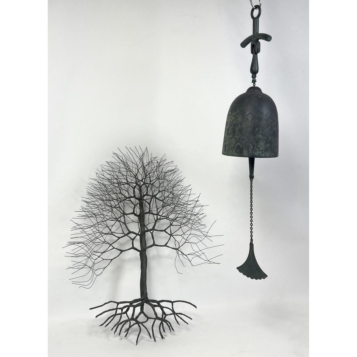 Appraisal: pc Modernist Metal Lot Heavy Cast Metal Wind Bell Chime