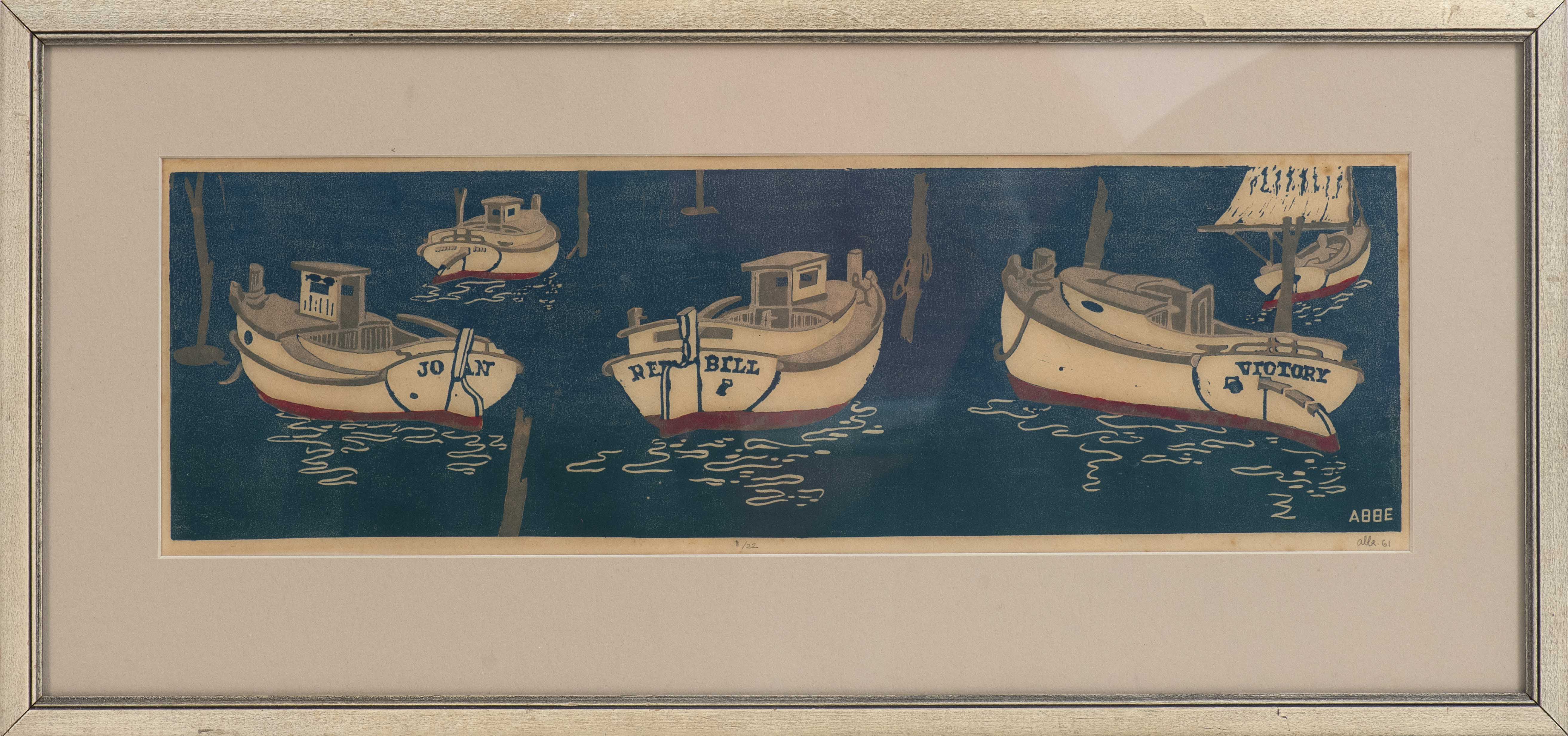 Appraisal: WILLIAM PARKER ABBEAmerican th CenturyHarbor scene with Herreshoff vessels Numbered