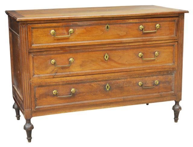 Appraisal: French Louis XVI style walnut commode th c fitted with