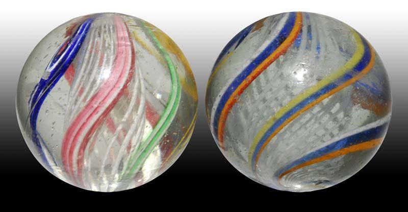 Appraisal: Lot of Latticino Swirl Marbles Description Both - '' Dia