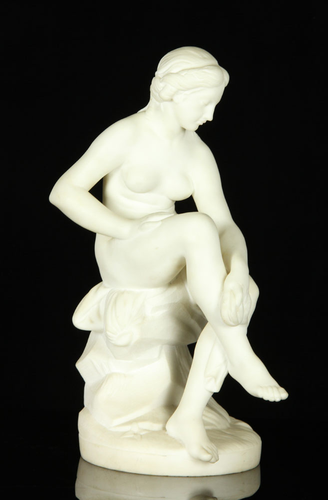 Appraisal: - Alabaster Figure of Nude Bather Carved figure of a