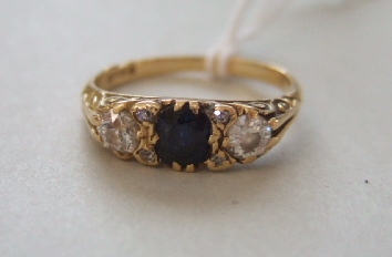 Appraisal: An ct gold sapphire and diamond set ring mounted with