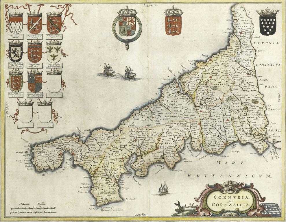 Appraisal: JOAN BLAEU CORNWALL double page engraved map from the Atlas