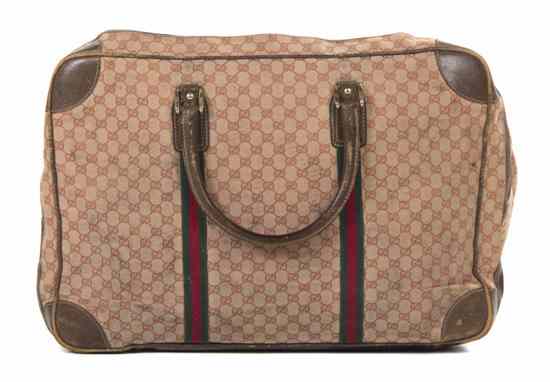 Appraisal: A Gucci Red Monogram Canvas Suitcase Stamped Gucci x x