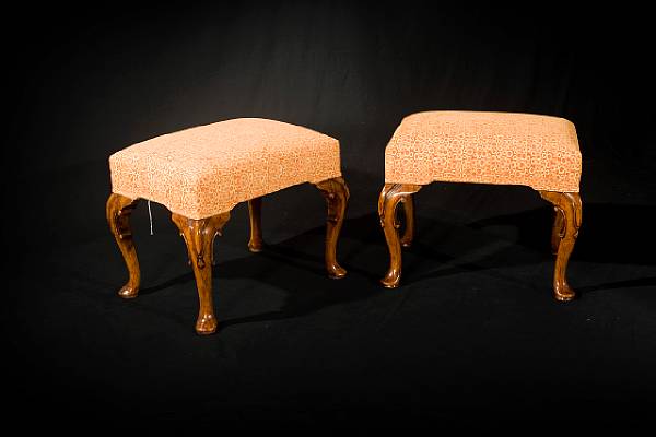 Appraisal: A pair of George I style walnut stools height in