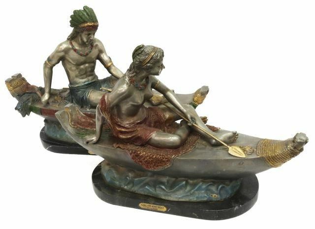 Appraisal: lot of Polychromed and silvered bronze sculptures after Charles Marion