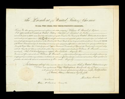 Appraisal: piece Document Signed Lincoln Abraham Washington June Oblong folio x