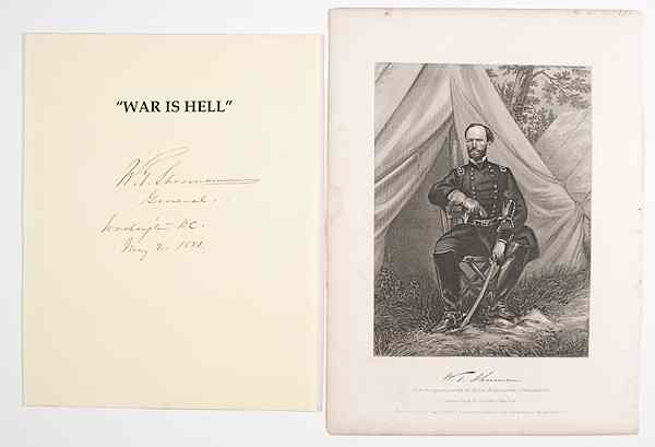 Appraisal: Civil War - Autographs General W T Sherman War is