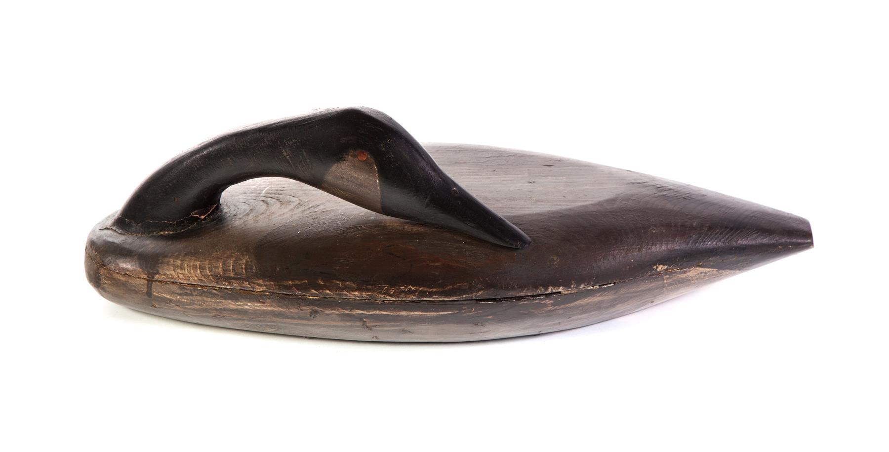 Appraisal: FOLKSY WOOD GOOSE DECOY American th century Distressed black and