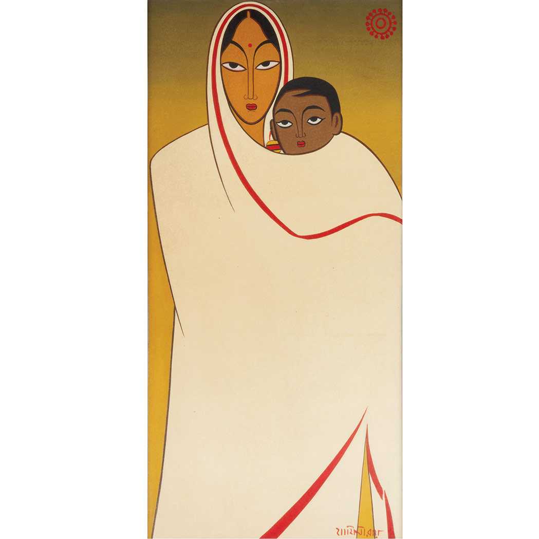 Appraisal: Jamini Roy Indian - Mother and Child Signed in Bengali