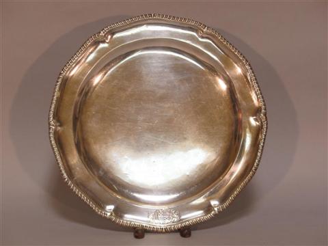 Appraisal: GEORGE III SILVER CHARGER THOMAS HEMMING London the reverse numbered