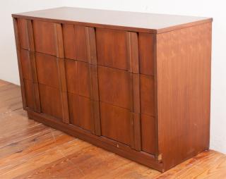 Appraisal: Tavern Walnut Laminate Double Dresser Mid Century modern style double