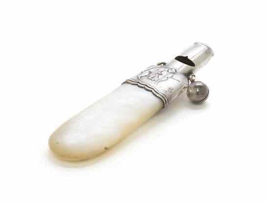 Appraisal: An American Sterling Silver Baby Rattle Gorham having a mother-of-pearl